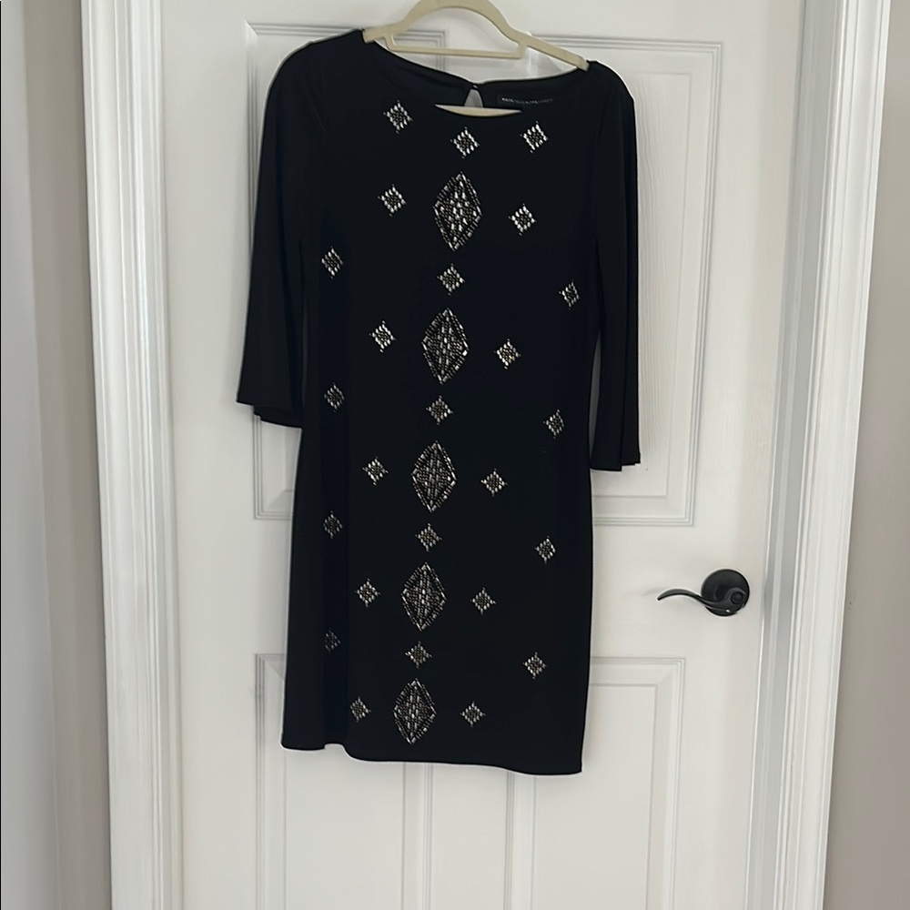 White House Black Market Black Sheath Dress Bateau Neckline